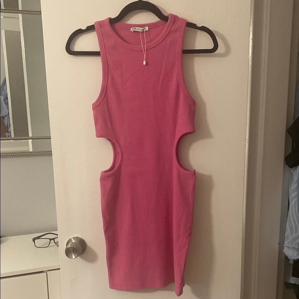 ZARA Pink Sleeveless Cut-Out Dress